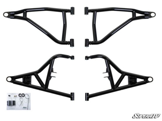 SuperATV High Clearance Front A-Arms Black w/Std Joints For 16-21 RZR XP Turbo - Image 2