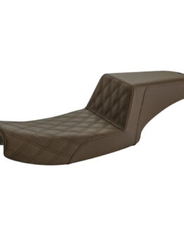 Step-Up Lattice Stitch Leather 2-Up Seat Brown Gel