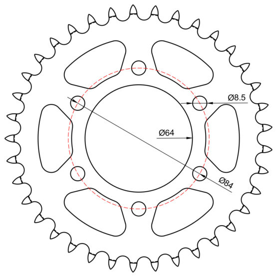 Aluminum Rear Sprocket - 37 Teeth 428, 6 Bolt Holes w/ 84mm Bolt Circle - Image 2