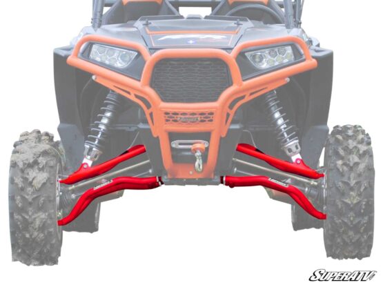 SuperATV Red High Clearance Front A-Arms w/ STD Joints Fits 14-21 RZR XP 1000