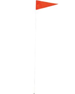 1 Piece Straight Mount Whip Flag - 6' x 1/4" White Pole & Orange Pennant