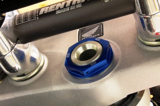 Works Connection Blue Steering Stem Nut Anodized For Honda CR/CRF - Image 2