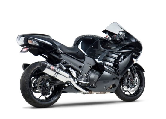 Yoshimura R77 SS Dual Slip-On Exhaust Silver Fits 12-23 Kawasaki ZX14 - Image 2