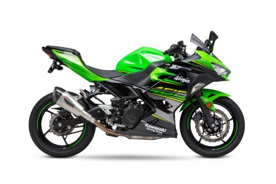 Yoshimura R77 Carbon Fiber Slip-On Exhaust Silver Fits Kawasaki Ninja 400 Z400 - Image 3