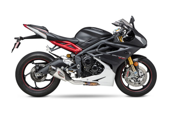 Yoshimura Alpha T SS Slip-On Exhaust Silver Fits 13-17 Triumph Daytona 675 - Image 2